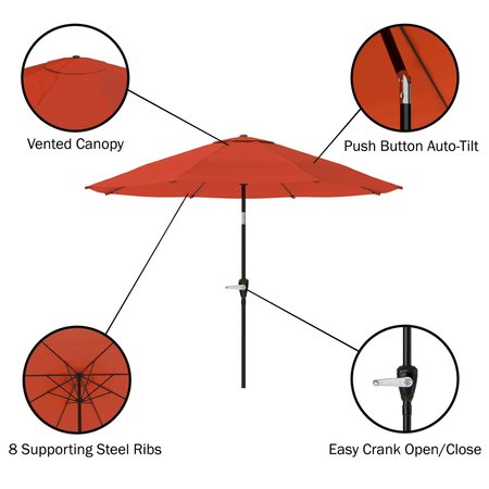 Pure Garden 10Ft Outdoor Tilting Patio Umbrella, Terracotta 50-100-TC